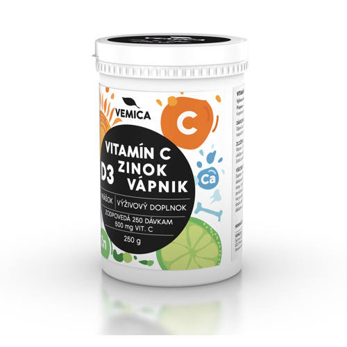 Vitamín C + D3 + Zinok + Vápnik /250 dávok